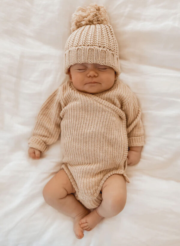 Knit Wrap Bodysuit - Truffle - Image 2