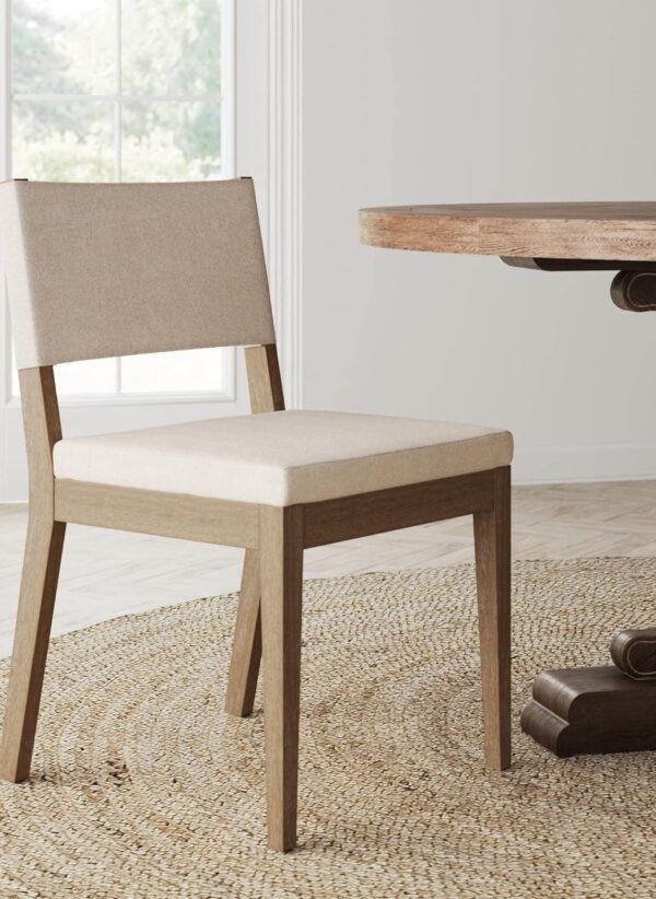 Modern Upholstered Dining Chair with Solid Rubberwood Legs - Image 2